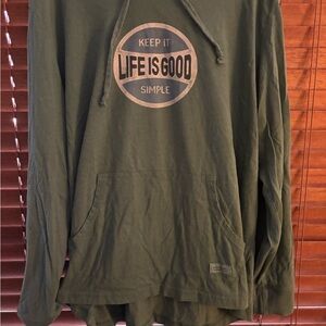 Life Is Good Unisex Olive Hoodie Sweater
